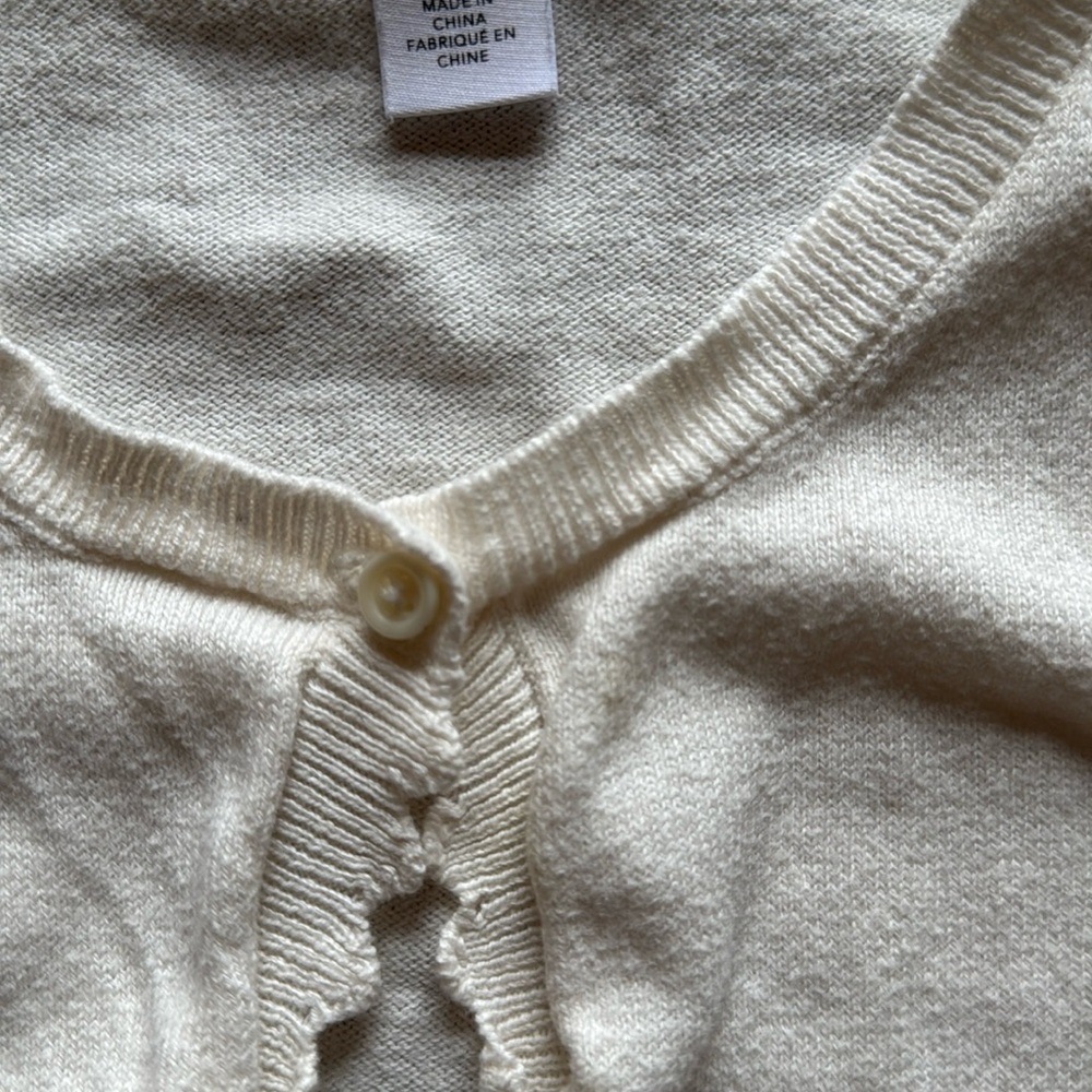 Size 7 Harper Canyon cream off white bolero cardigan cotton sweater - Picture 3 of 6